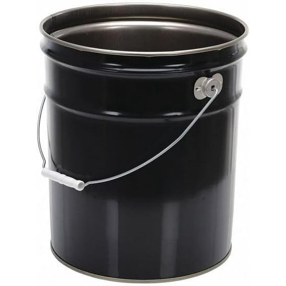 Value , 1TMH7, Steel Pail, Black, Cap 5 Gal, With Lining