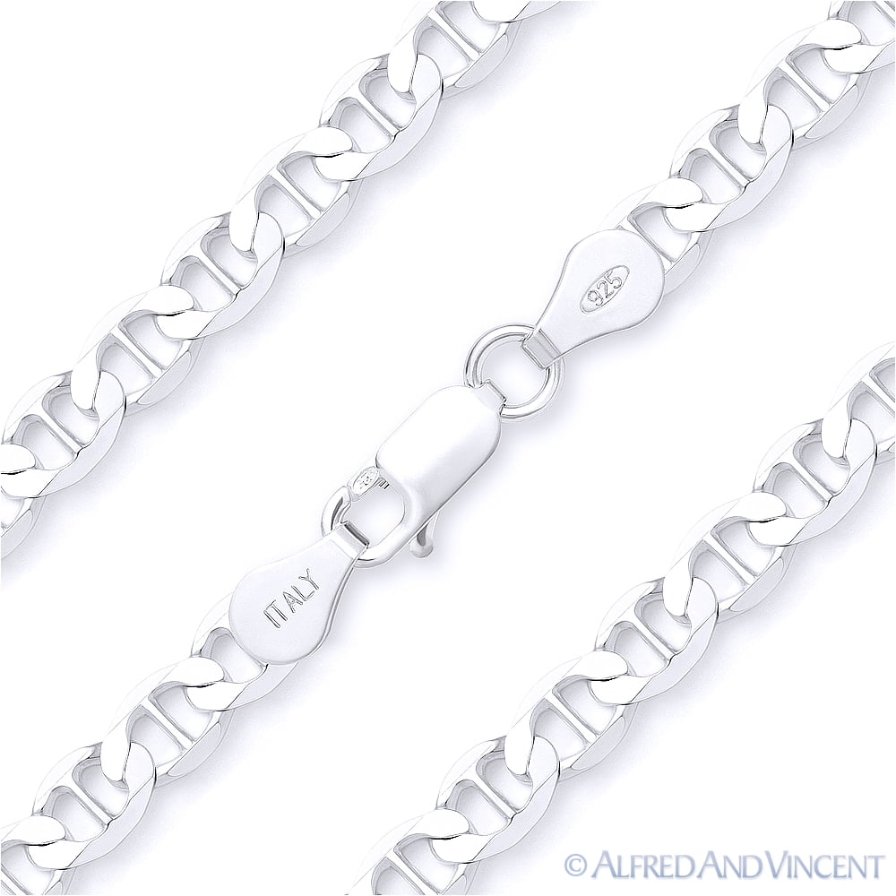 Mariner Link Sterling Silver /& 14k Yellow Gold Italy Chain Anklet 3.5mm Marina