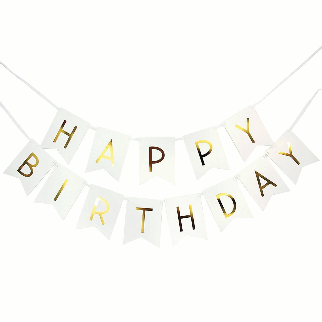 White and Gold Birthday Banner