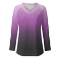 thumbnail image 4 of PNTUTB Fashion Women's Gradient V-Neck Long Sleeve Pullover Loose Comfortable Casual Top, 4 of 5