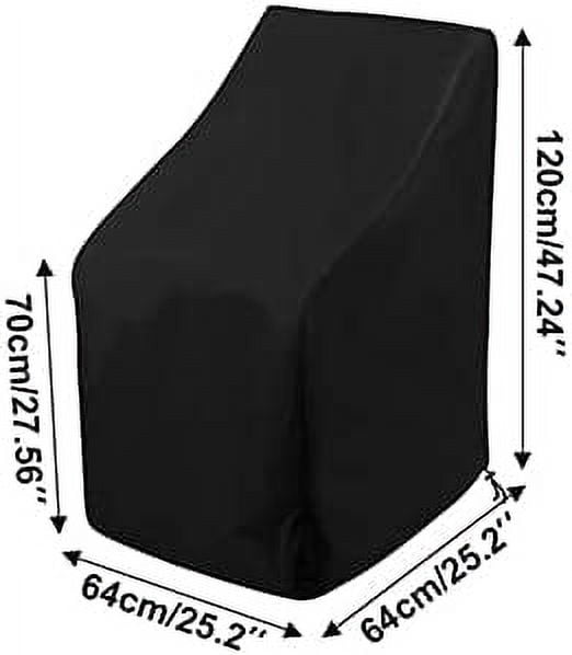 Stacking Outdoor Chair Cover Waterproof, Outdoor Patio Furniture Covers Stacked Chairs 210D, Lounge Chair Covers Outdoor Stack Chairs for All Weather Protection, Black, 25"L x 25"W x 47”H