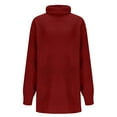 thumbnail image 5 of Zedker Women'S Solid Color Turtleneck Sweaters,Cozy Long Sleeve Knitted Casual Pullover Tops, Warm Comfortable Winter Fall Fashion Slim Blouses,Wine,XXXL, 5 of 6