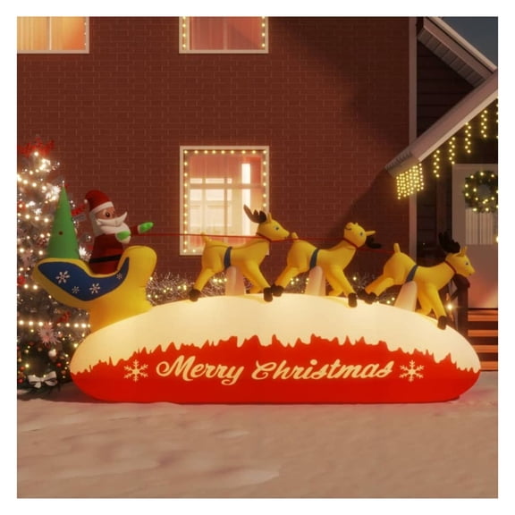 Inflatable Santa and Reindeer Decoration LED 57.1"