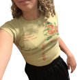 thumbnail image 1 of Gupgi T-Shirt Mignon à Manches Courtes pour Femmes, T-Shirt Graphique pour Bébé, T-Shirts pour Adolescentes, Col Ras du Cou, Coupe Ajustée, Hauts Courts, 1 of 6