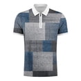 thumbnail image 4 of hopeusnice Men's Color Block Shirts Clearance Short Sleeve Dress Shirts Slim Fit Lounge Tee Casual Workout Activewear Summer Lightweight Zipper Lapel Tops Clothing for Male Blue L, 4 of 5