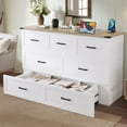 thumbnail image 2 of Bellemave Queen Size Murphy Bed with Storage Drawer, Foldable Platform Beds with Charging Station, Farmhouse Wood Cabinet Chest Bed for Living Room/Bedroom (White）, 2 of 9