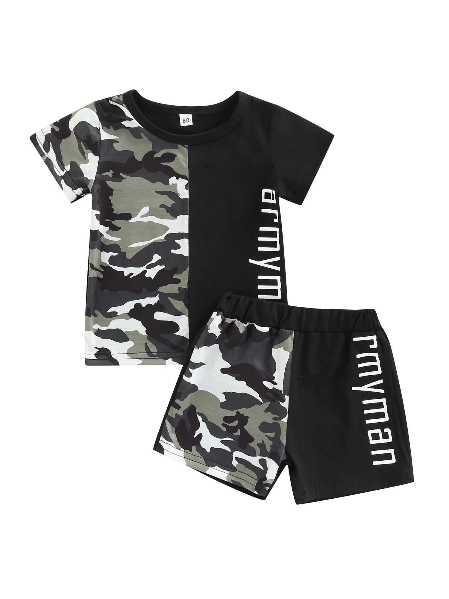 Toddler Baby Boys Letters T-Shirt Tops & Camouflage Pants Tracksuit Outfits Set 