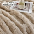 thumbnail image 6 of Faux Fur Throw Blanket for Couch – Linen Fluffy Cozy Rabbit Fleece, Plush Soft Bubble Blanket for Sofa & Bed, for Mom, Warm Fuzzy Home Room Decor Throw 50" x 60", 6 of 8