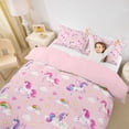 thumbnail image 2 of Metsweet Girly Unicorn Duvet Cover Queen, Cartoon Rainbow Stars Print Queen Bedding,Pink Reversible,3-Piece,1 Duvet Cover and 2 Pillowcases, 2 of 6