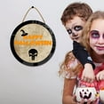 thumbnail image 2 of Eveokoki 12" Happy Halloween Skull Sign for Front Door Round Wooden Hanging Wreaths for Home Wall Decor Halloween Day Party Decoration Outdoor Indoor, 2 of 5