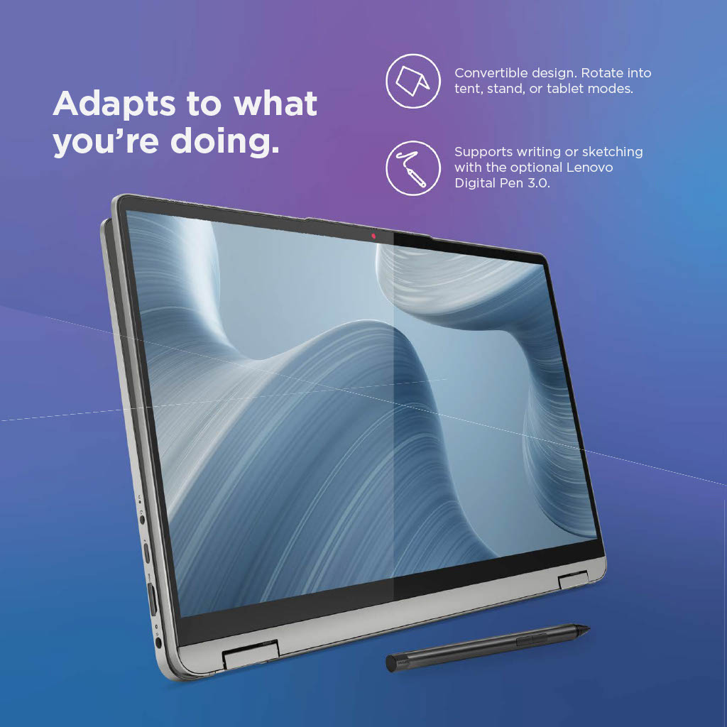 Lenovo Ideapad Flex 5i 14" 2-in-1 Touchscreen Laptop, Intel Core i7-1255U, 8GB RAM, 512GB SSD, Windows 11 Home, Cloud Grey, 82R70004US - image 4 of 17