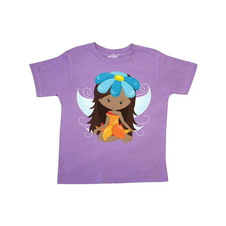 

Inktastic African American Fairy Fairy With Blue Flower Gift Toddler Toddler Girl T-Shirt