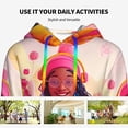 thumbnail image 4 of Daiia Digital Nomad Pink Landscape Pattern Women's Fashion Hoodies & Sweatshirts with Kangaroo Pocket Hooded Sweatshirt with Eye-catching Drawstrings-Large, 4 of 7