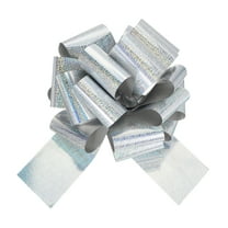 24 Inch Giant Large Pull Bow 1 Pcs Big Glitter Metallic Car Bows Ribbon for Wedding Presents Gift Wrapping Christmas, Silver Tone