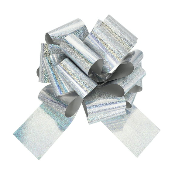 14 Inch Giant Large Pull Bow 1 Pcs Big Glitter Metallic Car Bows Ribbon for Wedding Presents Gift Wrapping Christmas, Silver Tone