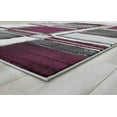 thumbnail image 6 of Boxes/Cubism/Squares Modern Abstract Contemporary Hand Carved Area Rug-Silver/Purple/Gray/Black, 6 of 7