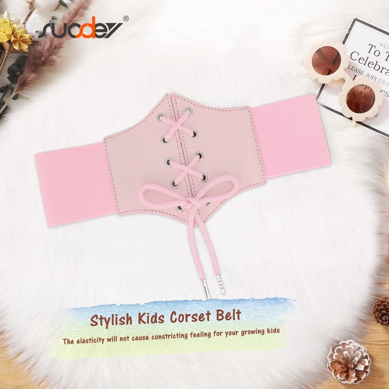 5175 Elastic Corset Belt For Women Costume Wide Lace Up Waist Belt,pink Women Lace Corset Belts Pink Elastic Cinch Belt Tied Waspie  main image 4
