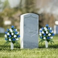 thumbnail image 5 of Artificial Cemetery Flowers, Grave Decorations Roses, Memorial Flowers Bouquet with Cemetery Vase, Sets (Blue), 5 of 5