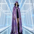 thumbnail image 5 of Yuncity Unisex Halloween Hooded Cape Graphic Print Sleeveless Cloak Flowy Lightweight Cosplay Stage Performance Clothes Purple, 5 of 5