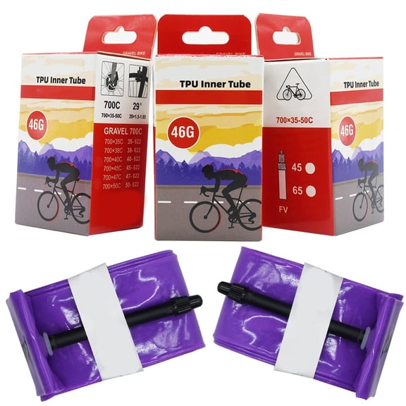 1 Set Ultralight 700C Gravel Bike Inner Tube Tpu Road Bicycle Tire 700C 35-50C 46G Ozone Resistance Aging Resistance Bike Parts Fv65 Fangkenuo