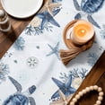 thumbnail image 3 of Blue Turtle Coastal Table Runner 120 Inches, Beach Starfish Nautical Coral Ombre Bed Runner Dresser Scarves Tabletop for Indoor Outdoor Parties/Ceremony/Banquet, 13"x 120", 3 of 9