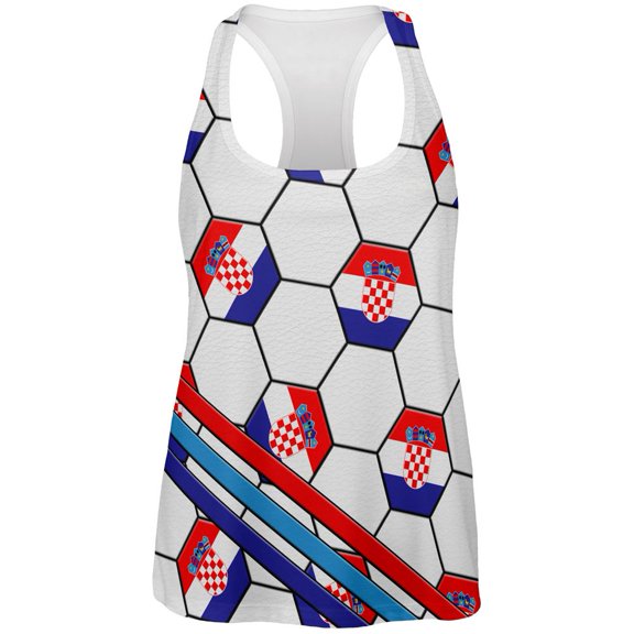 World Cup Croatia Soccer Ball All Over Womens Work Out Tank Top Multi LG