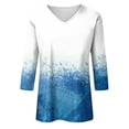 thumbnail image 5 of Qwertyu Womens 3/4 Sleeve T Shirts Plus Size Floral Casual Shirts for Women Elbow V Neck Summer Tops 3/4 Length Sleeve Blouses for Women Dressy White 2XL, 5 of 5