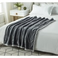 thumbnail image 3 of Cozy Tyme Lorraine Flannel Reversible Sherpa Throw - Super Soft Solid Color 50"x 60" Dark Grey, 3 of 11