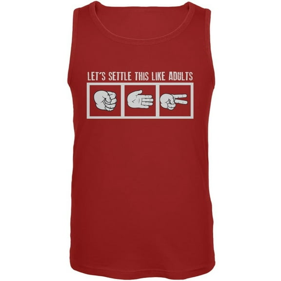 Let's Settle This Like Adults Rock Paper Scissor Red Adult Tank Top - Medium