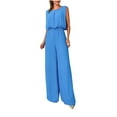 thumbnail image 2 of up to 60% off Gifts Usmixi Jumpsuits for Women Dressy Casual Business Elastic Waist Wide Leg Tank Jumpsuits Overalls Summer Round Neck Sleeveless Solid Long Formal Rompers Blue xl, 2 of 7