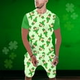 thumbnail image 2 of TSADFHJI Pyjama Homme Coton Automne Imprimé Jour de la Saint-Patrick Col Rond Manches Courtes Short Costume L Vert, 2 of 5
