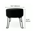 thumbnail image 3 of Ottoman Rond Moderne en Velours Noir – Tabouret d'Appoint Élégant avec Pattes Épingle Pliables, 3 of 7