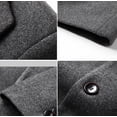 thumbnail image 5 of IROINNID Men's Long Sleeve V-Neck Trench coat Stand Collar Thigh-Length Coat Solid Color Leisure Single-breasted Suit Business Suit Wool Coat, 5 of 5