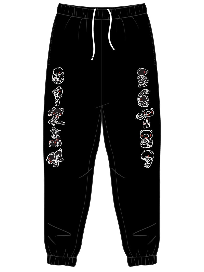 Men's Gloomy Bear Line Art Graphic Sweatpants in Black, XXL