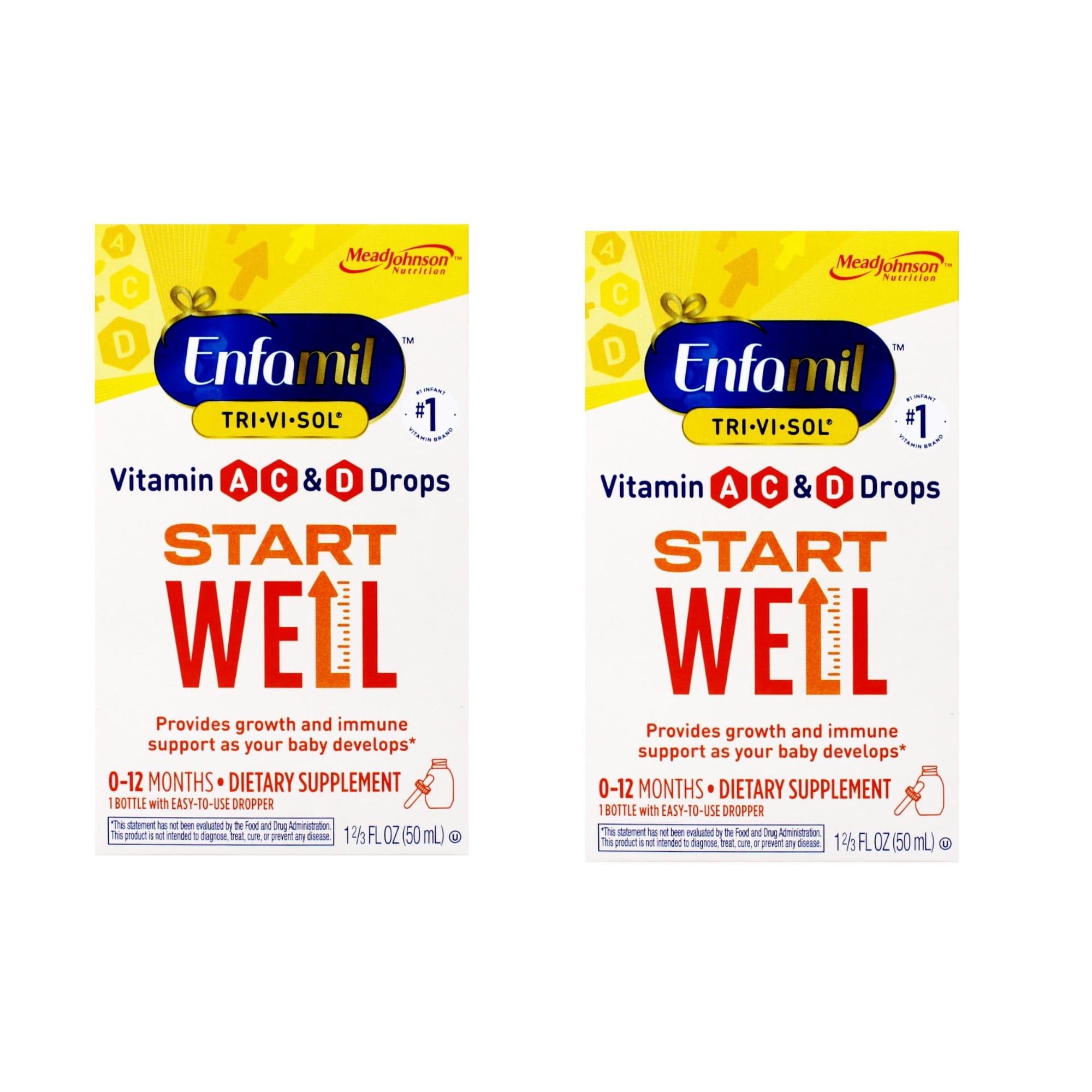 Enfamil Tri-Vi-Sol Vitamin A, C & D Multi-Vitamin Drops for Infants, 50 Ml (1.66 oz), 2 Pack