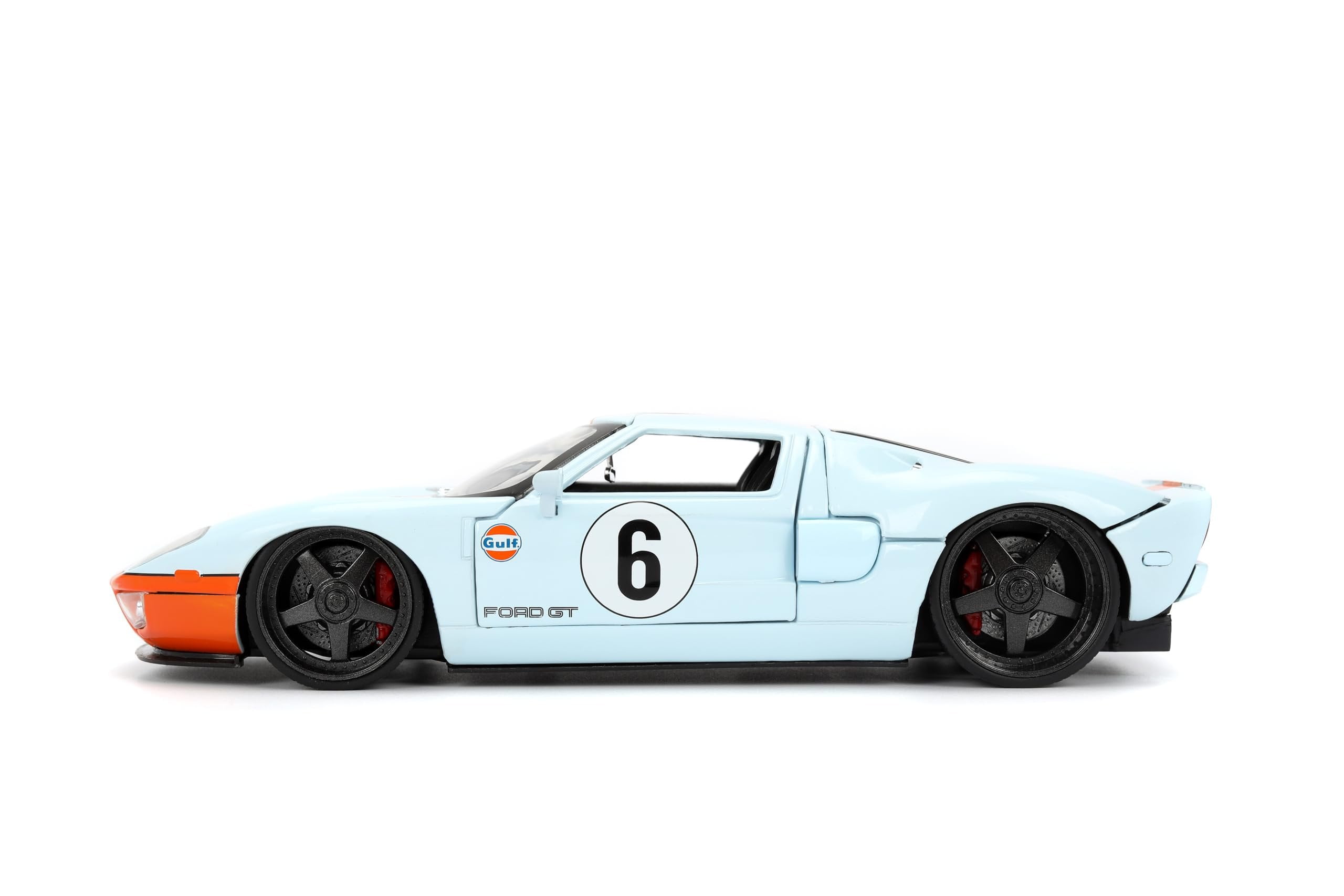 Jada 36373 1-24 Scale 2005 Ford GT No.6 Gulf Oil Light Hyper-Spec Series Diecast Model Car - Blue & Orange