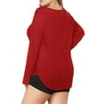 thumbnail image 3 of JYLFC Plus Size Shirts for Women V Neck Long Sleeve T-Shirts, Red 3XL, 3 of 4