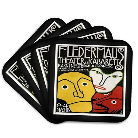 3drose, Ad in Art Nouveau Style, Set of 4 Coasters - Cork