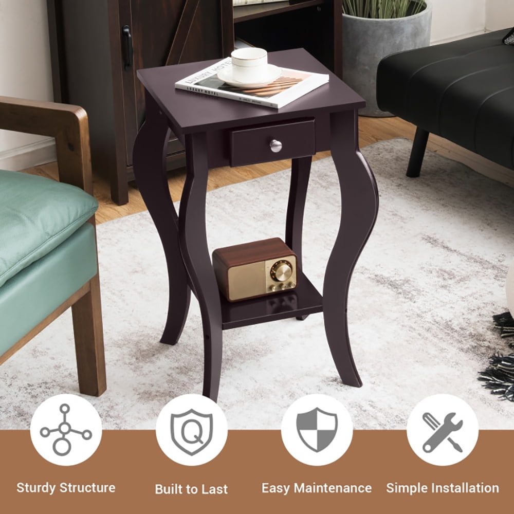 Finihen End Side Table, Set of 2 Side Table End Table Night Stand with Shelf, Sofa Couch Table, for Small Spaces, Living Room, Bedroom, Brown Finihen End Side Table, Set of 2 Side Table End Table Night Stand with Shelf, Sofa Couch Table, for Small Spaces, Living Room, Bedroom, Brown