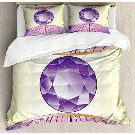 - Amethyst Duvet Cover Set King Size, Luxury Jewellery Amethyst Gemstone Design as Expensive Cut Stone Diamond Print, Decorative 3 Piece Bedding Set with 2 Pillow Shams, Multicolor, by Ambesonne