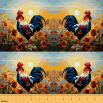 Homewish Farm Animal Chicken Fabric by the Yard 1 Yard,Rustic Flower Sunflower Home Decor Fabric by the Yard,Oil Painting Sewing Fabric For Men Women,Luxury Bedroom Decor