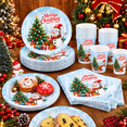 thumbnail image 5 of Krocisen Christmas Paper Plates Disponible Snowman Christmas Tree Party Plates for 25 Guests, Xmas Party Supplies with Napkins, Cups for Winter Holiday Decoration, 5 of 5