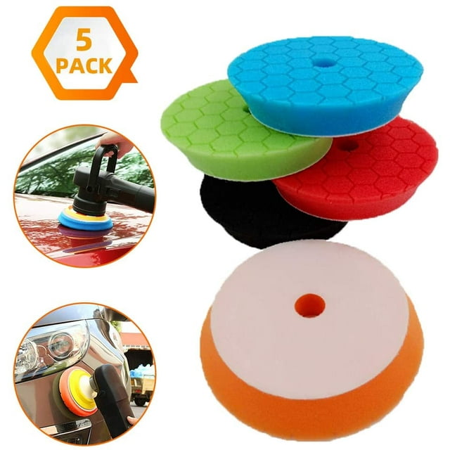 150Mm Polishing Sponges Set, 5 Pieces 6 Inch Hexagonal Polishing Attachment Angle Grinder, Polishing Pads Velcro Polishing Sponge For Polishing Machine Grinder Car Furniture Polishing