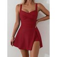 thumbnail image 3 of SKQIT Sweetheart Neck Ruched Swim Dress, Tummy Control One Piece Swimsuit with Adjustable Straps, 3 of 6