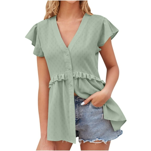 Scyoekwg Trendy Tops for Women Trendy Going Out Tops Ladies Blouses Dressy Casual Short Sleeve Loose Cute T Shirts Womens Summer Fashion