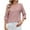 Pink, variant on Solid Color Blouses For Women Dressy Casual V-Neck Roll Up Sleeve Shirts Going Out Mid Sleeve T-Shirt Tshirts Tee Pullover Tops