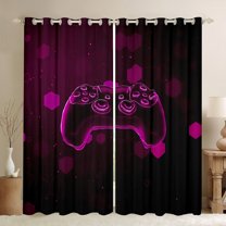 Feelyou Video Gaming Lover Blackout Curtains Set of 2 (52x84 Each) for Teen, Pink Game Console Window Curtains, Neon Geometric Curtains and Drapes, Curtains and Drapes Room Decor