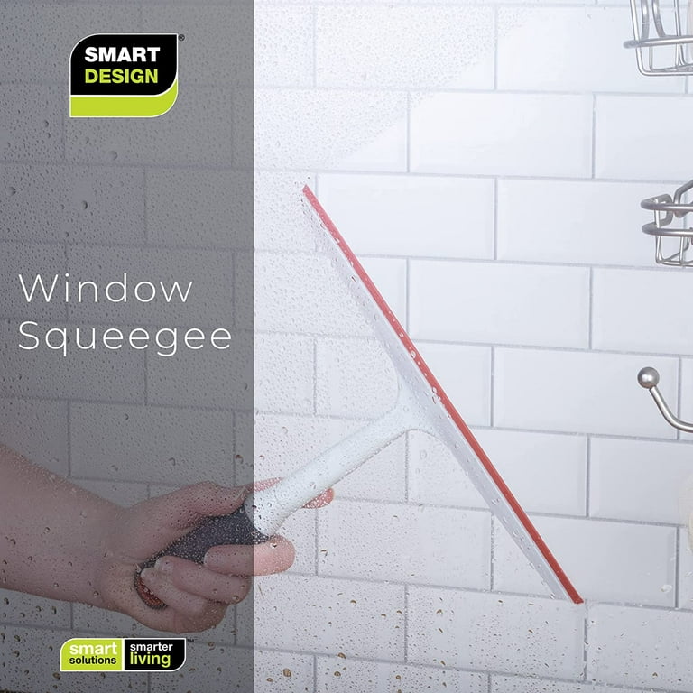 Smart Design Household Squeegee - Non-Slip Grip Handle - Streak Free 10 inch Wide Blade - Cleaning Windows, Showers, Mirrors, Bathroom Floor, Glass