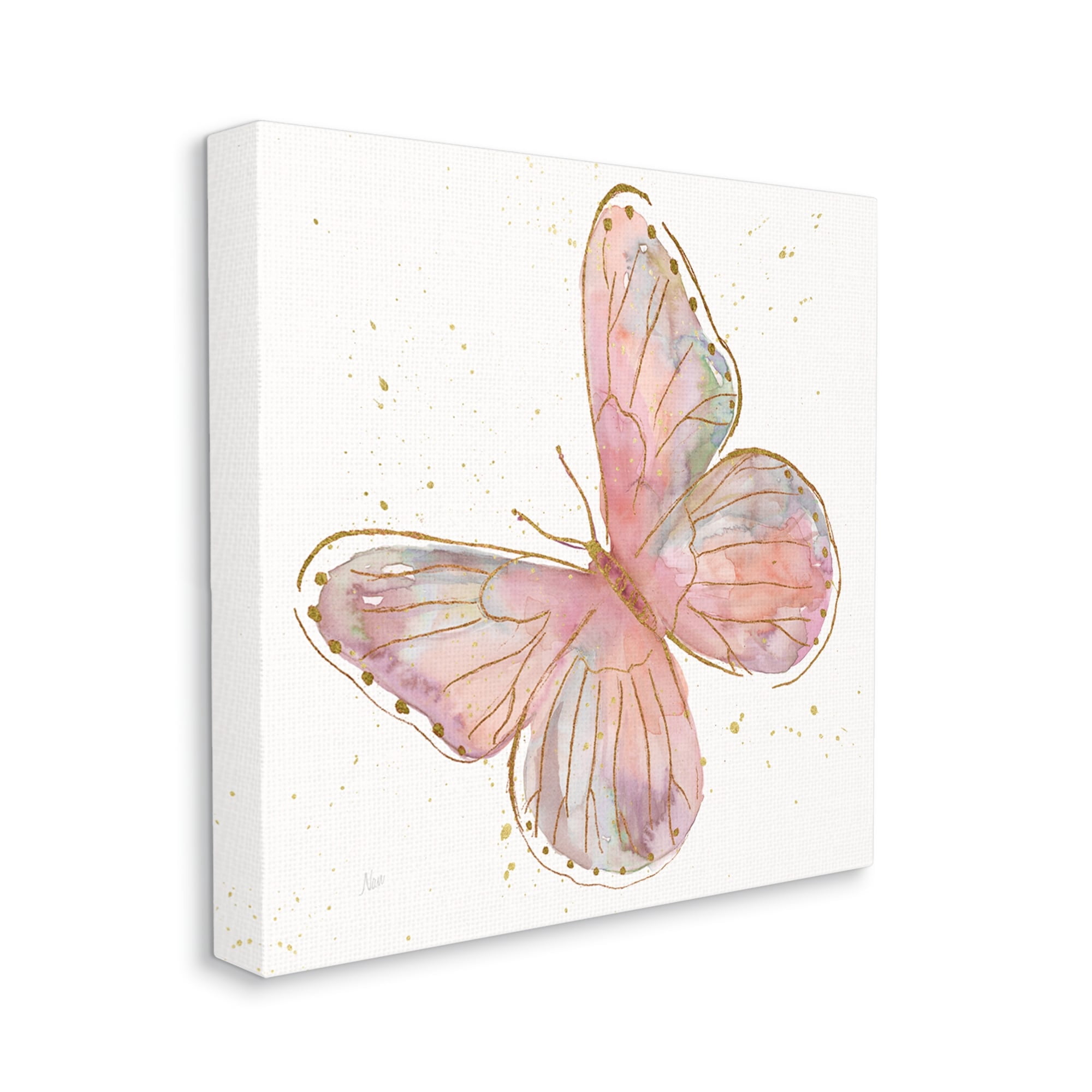Stupell Industries Pink Butterfly Wings Glam Detail Animals & Insects Painting Gallery Wrapped Canvas Print Wall Art
