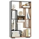 thumbnail image 1 of Costway Estantería Geométrica, Librería de 120 cm con Múltiples Estantes Abiertos, Dispositivos Antivuelco, Organizador Independiente para Sala de Estar, Dormitorio, Estudio, Blanco/Negro + Natural, 1 of 6